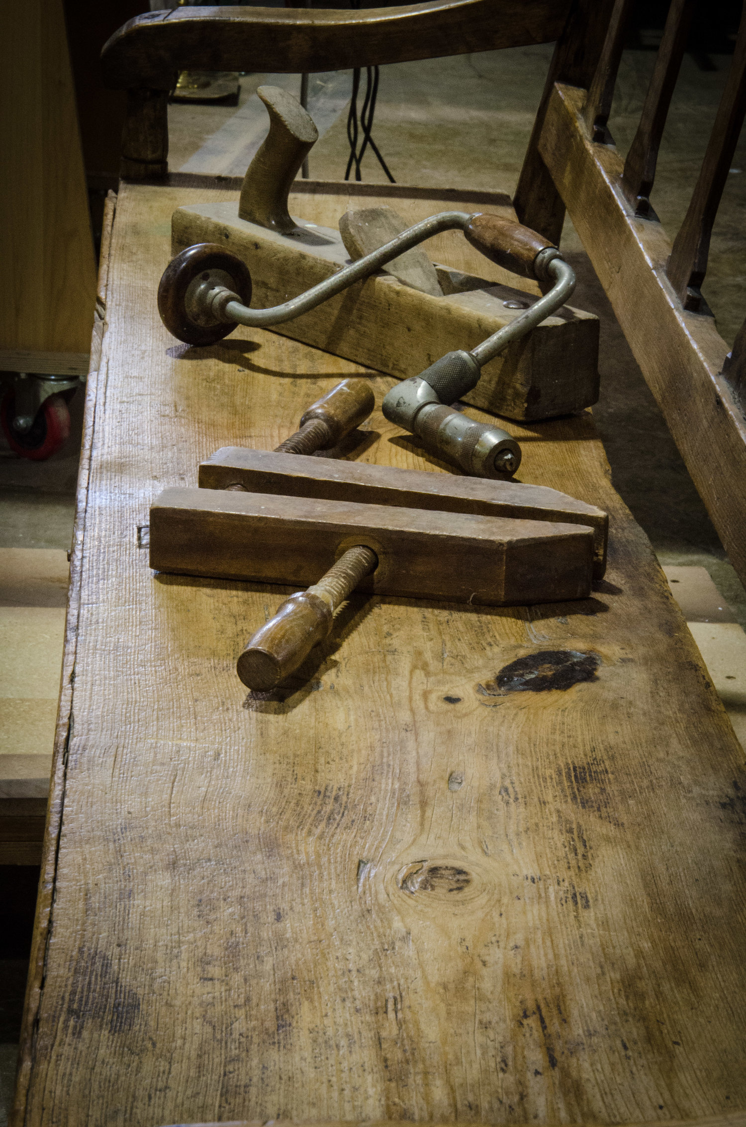 Furniture restoration tools used by G. Michael's craftspeople
