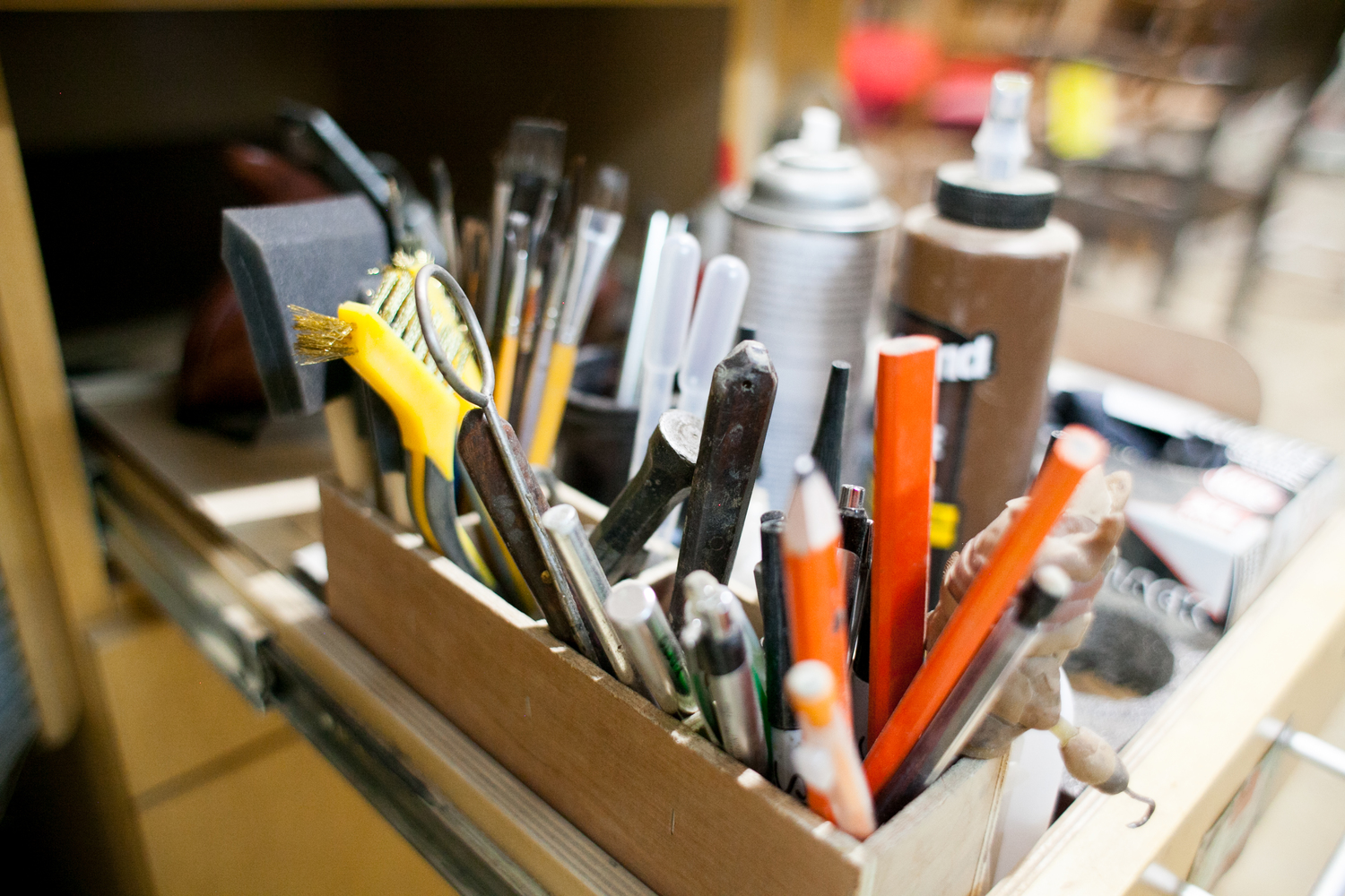 Hand tools used for furniture and seating repair at G. Michael's