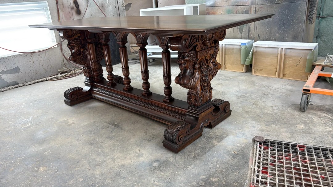 Antique table with carvings 