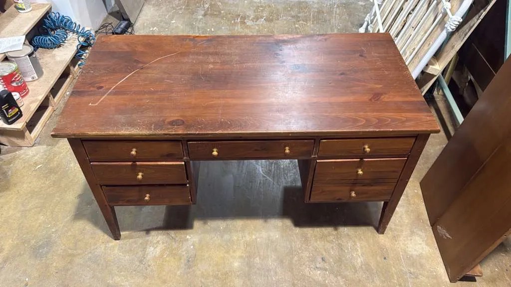 Ethan Allen Pine Desk - before