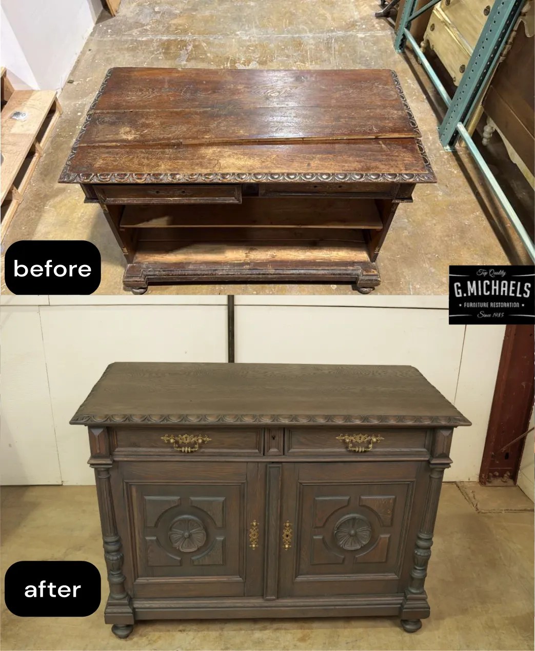 Oak cabinet restoration in Fort Collins - before and after
