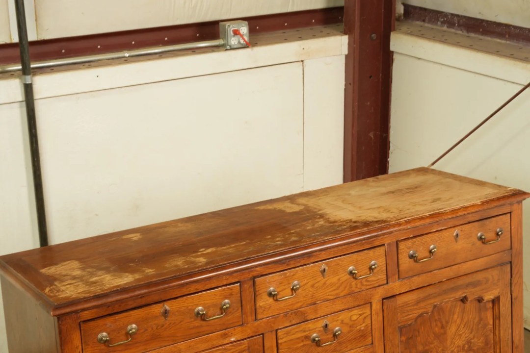 Oak Sideboard Refinishing Project -  Damaged Top