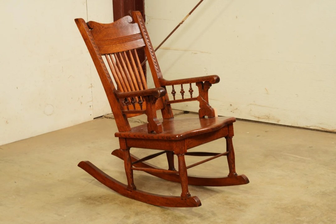 Antique rocking chair after structural furniture repair