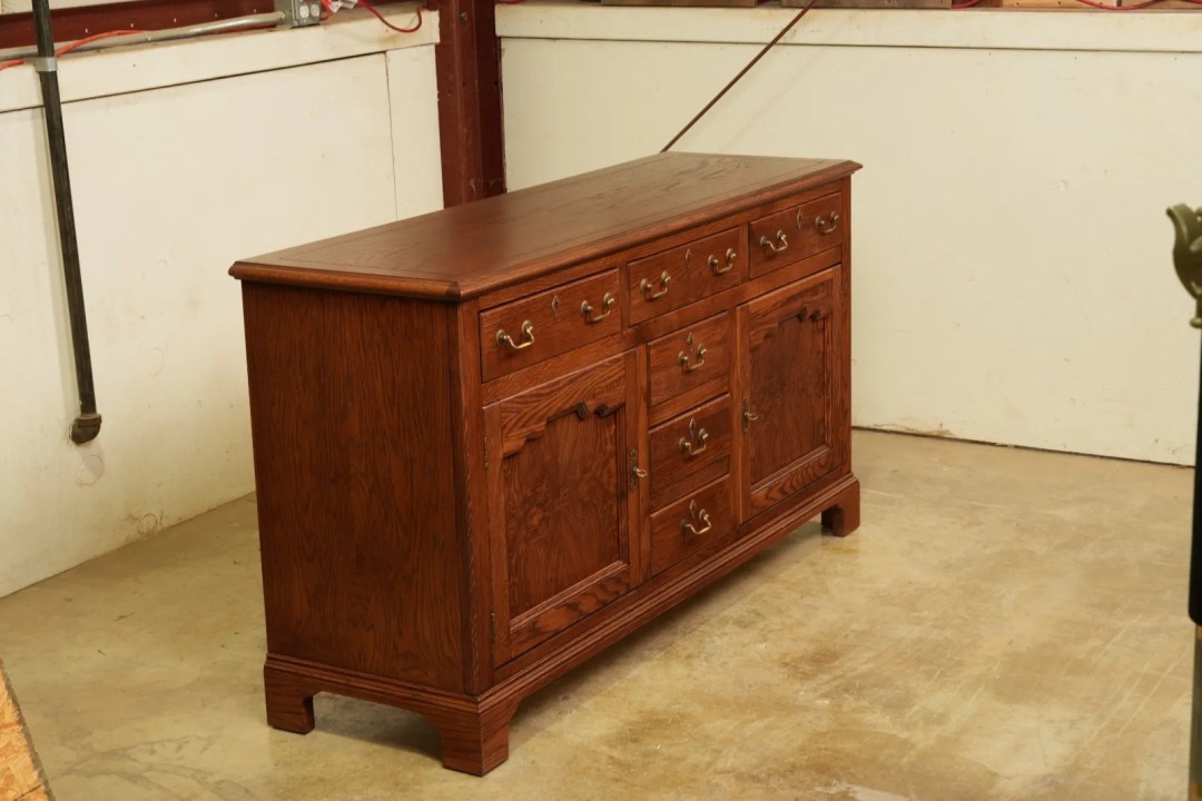 Oak Sideboard Restoration in Fort Collins - After -Angled View