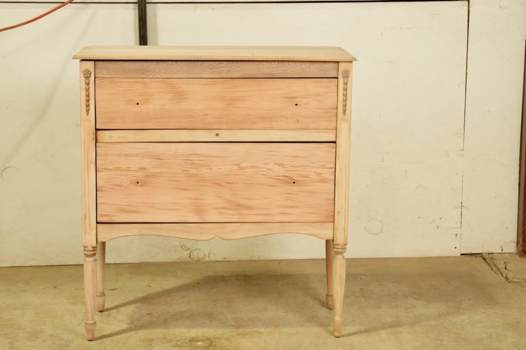 Antique dresser stripped before finish restoration