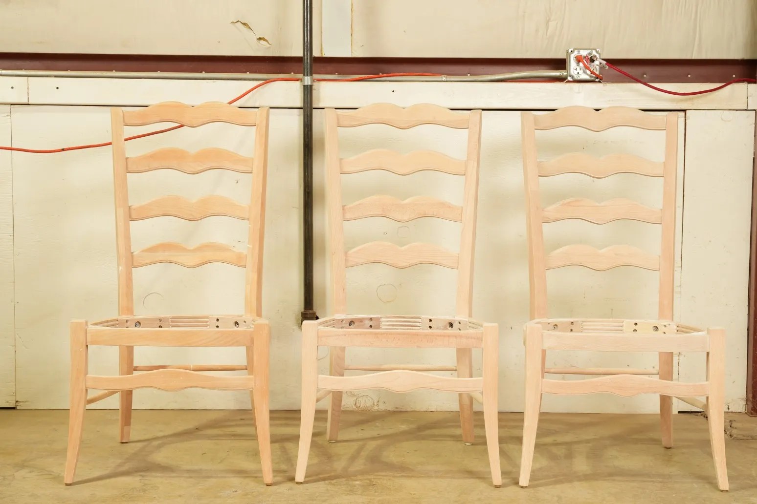 Dining chair frames before finish restoration