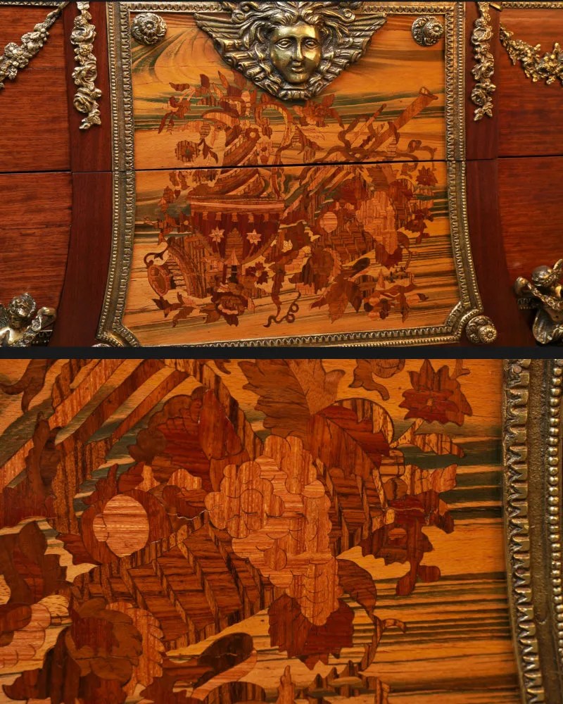 Antique Furniture Inlay Details After Restoration